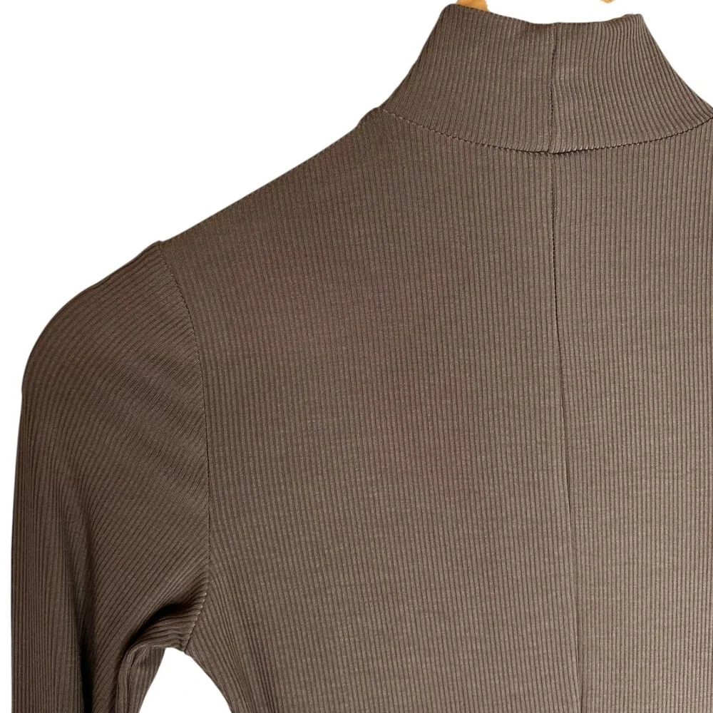 Skims Soft Lounge Amethyst Taupe Ribbed Mock Neck Long Sleeve Maxi Dress SZ S - Picture 7 of 13